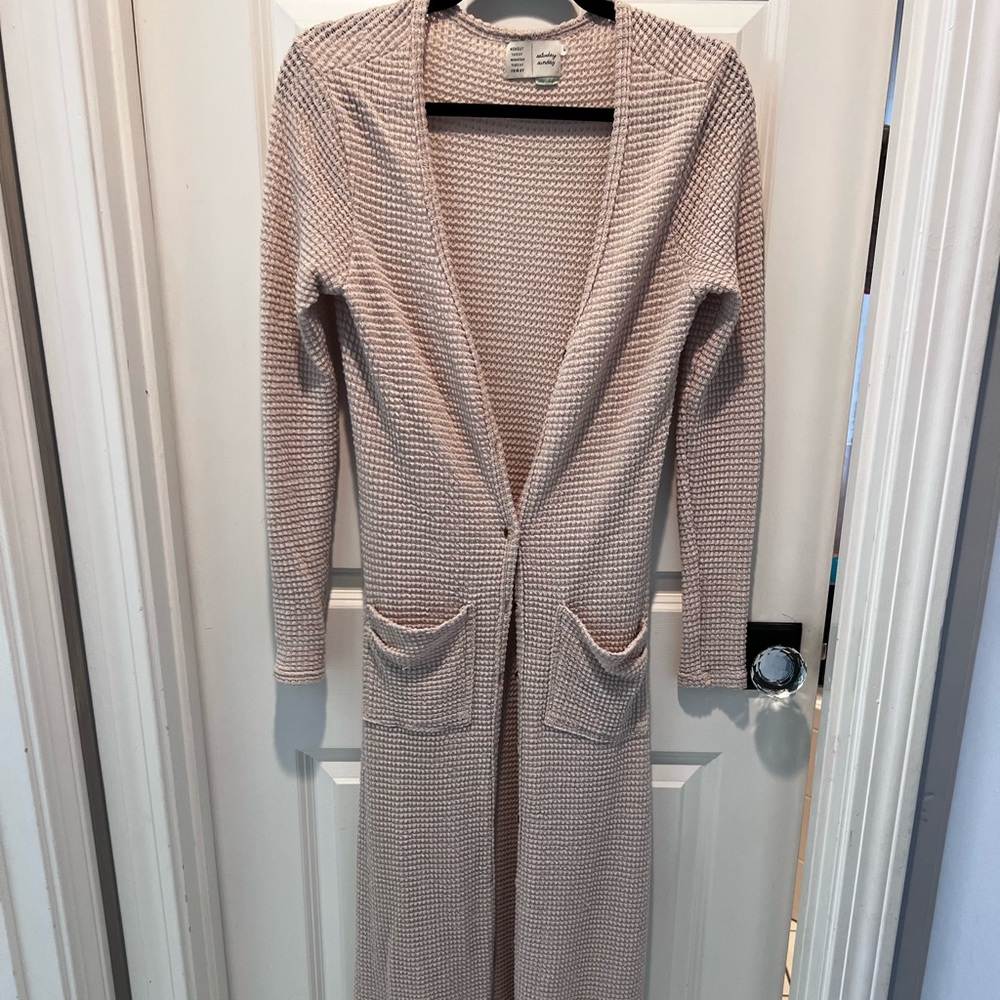 Long waffle cardigan